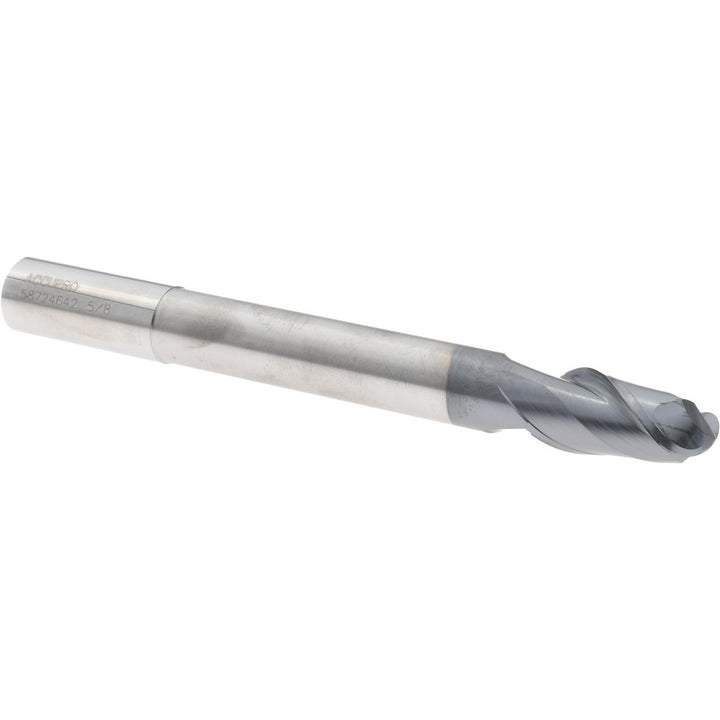 5/8" 2-Flute Solid Carbide Ball End Mill, AlTiN - Accupro 12177198