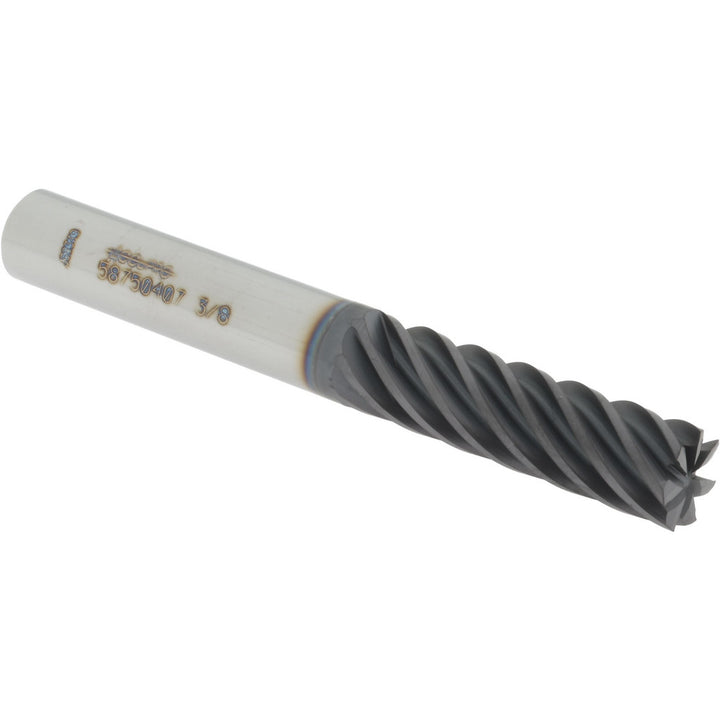 3/8" 7-Flute Solid Carbide Square End Mill, AlTiN - Accupro 12178692
