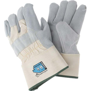 X-Large Black; Gray Leather Cut, Puncture & Abrasion-Resistant Gloves - Superior Glove Works 69BSKFFL-XL