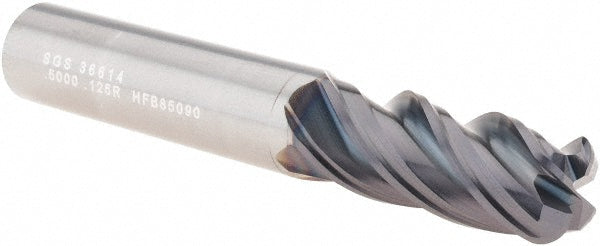 1/2in" 4-Flute Solid Carbide Corner Radius End Mill, TX - SGS 36614