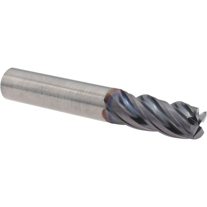 1/2" 4-Flute Solid Carbide Corner Radius End Mill, TX - SGS 36610