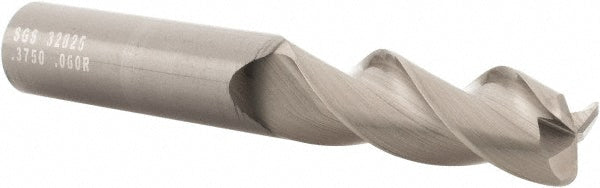 3/8in" 3-Flute Solid Carbide Corner Radius End Mill, TIB2 - SGS 32825