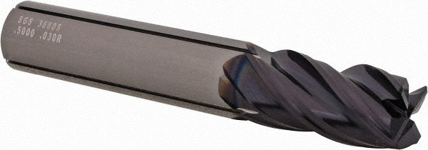 1/2in" 4-Flute Solid Carbide Corner Radius End Mill, TX - SGS 36805