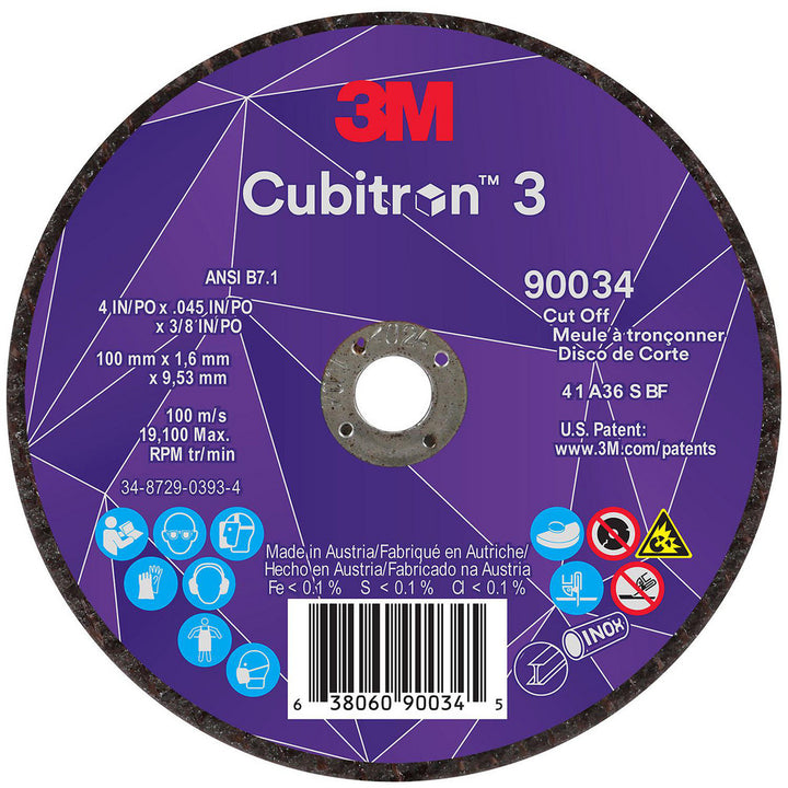 4" 36+-Grit Ceramic Grinding & Cutoff Wheel - 3M 7100304004