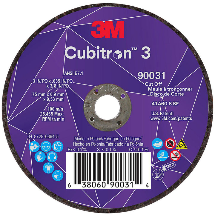 3" 60+-Grit Ceramic Grinding & Cutoff Wheel - 3M 7100303859
