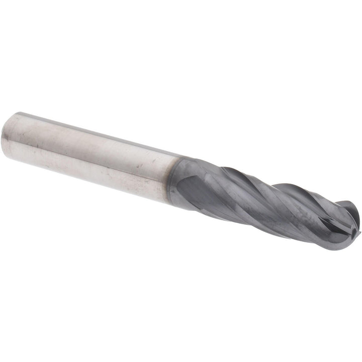 3/8" 4-Flute Solid Carbide Ball End Mill, AlTiN - Hertel EM060024