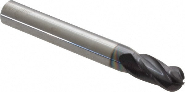 1/4" 4-Flute Solid Carbide Ball End Mill, AlTiN - Hertel EM99924524