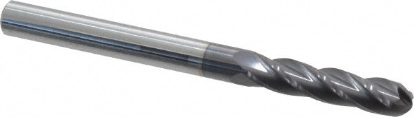 1/4" 4-Flute Solid Carbide Ball End Mill, AlTiN - Hertel EM060016