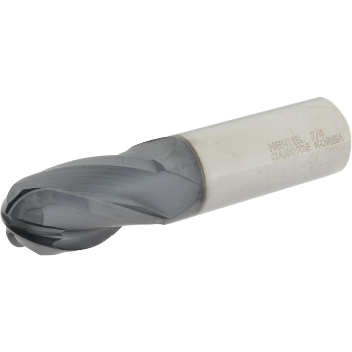 7/8" 4-Flute Solid Carbide Ball End Mill, AlTiN - Hertel EM250056