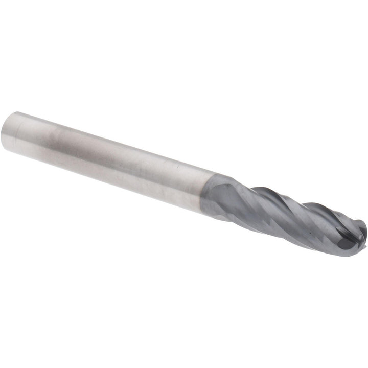 1/4" 4-Flute Solid Carbide Ball End Mill, AlTiN - Hertel EM250016