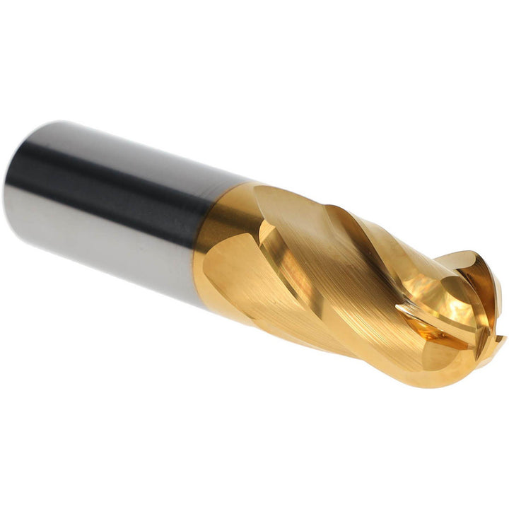 7/8" 4-Flute Solid Carbide Ball End Mill, TiN - Hertel E6250056