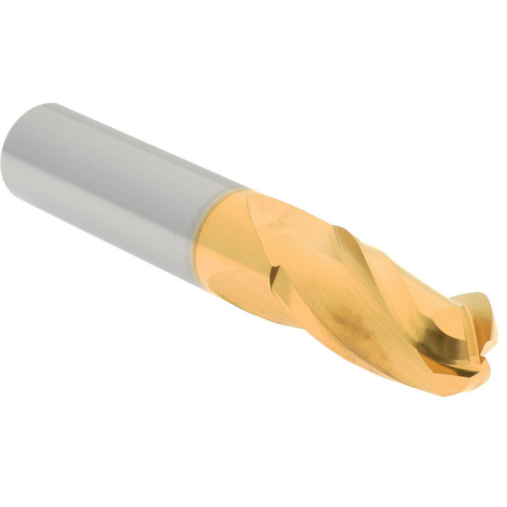 1/2" 3-Flute Solid Carbide Ball End Mill, TiN - Hertel E699924739