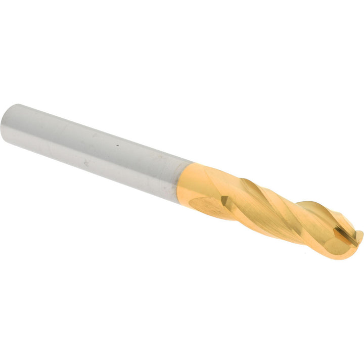 1/4" 3-Flute Solid Carbide Ball End Mill, TiN - Hertel E699924734
