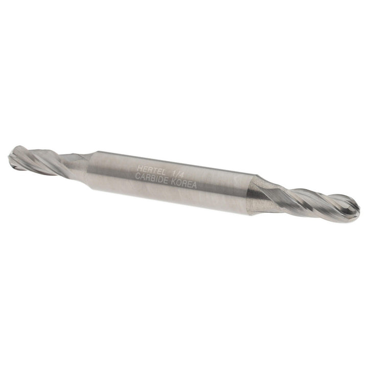 1/4" 4-Flute Solid Carbide Ball End Mill - Hertel E599924420