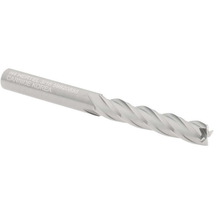 3/16" 4-Flute Solid Carbide Square End Mill - Hertel 750323