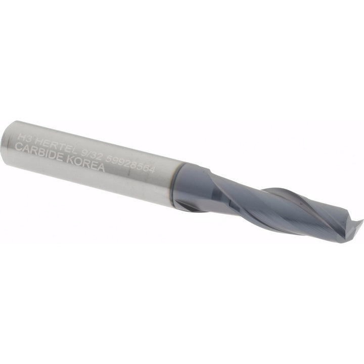 9/32" 2-Flute Solid Carbide Square End Mill, AlTiN - Hertel 750860
