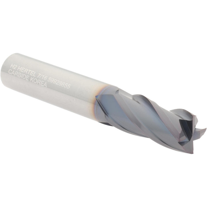 7/16" 4-Flute Solid Carbide Square End Mill, AlTiN - Hertel 750244