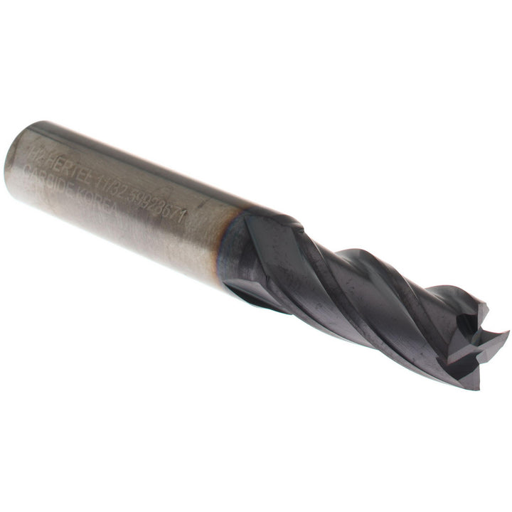 11/32" 4-Flute Solid Carbide Square End Mill, AlTiN - Hertel 750454