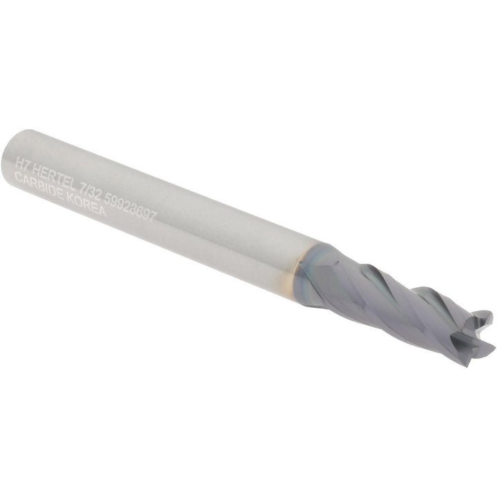 7/32" 4-Flute Solid Carbide Square End Mill, AlTiN - Hertel 750334