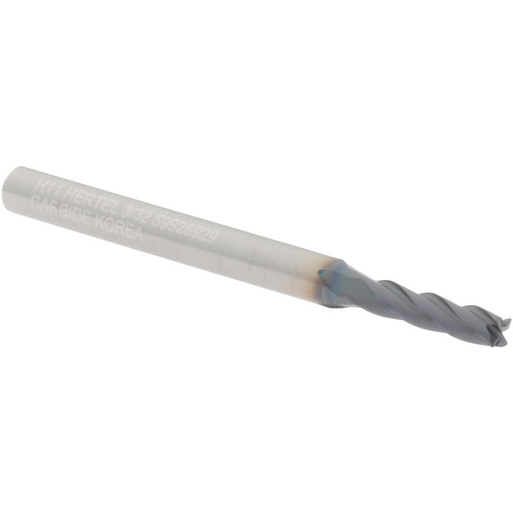 3/32" 4-Flute Solid Carbide Square End Mill, AlTiN - Hertel 750235