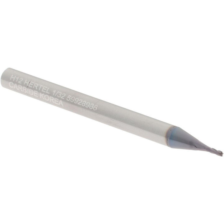 1/32" 4-Flute Solid Carbide Square End Mill, AlTiN - Hertel 750420
