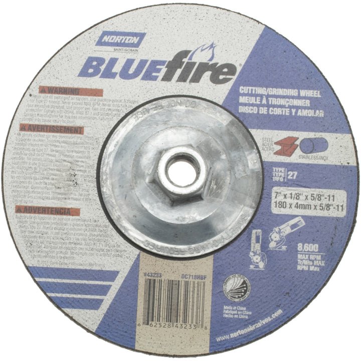 7 x 1/8" 30-Grit Zirconia Alumina Grinding & Cutoff Wheel - Norton 66252843233