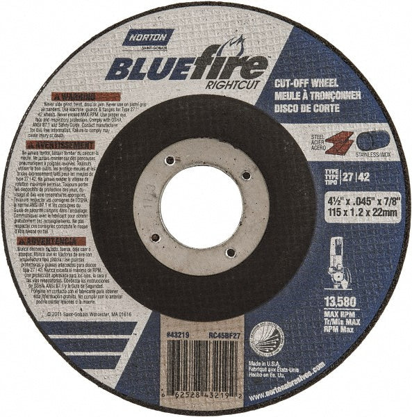 4-1/2 x 1/16" 24-Grit Zirconia Alumina Grinding & Cutoff Wheel - Norton 66252843219