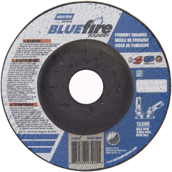 4-1/2 x 1/4" 24-Grit Zirconia Alumina; Silicon Carbide Grinding & Cutoff Wheel - Norton 66252843205