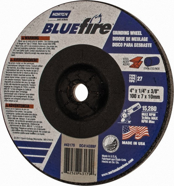 4 x 1/4" 24-Grit Zirconia Alumina Grinding & Cutoff Wheel - Norton 66252843179