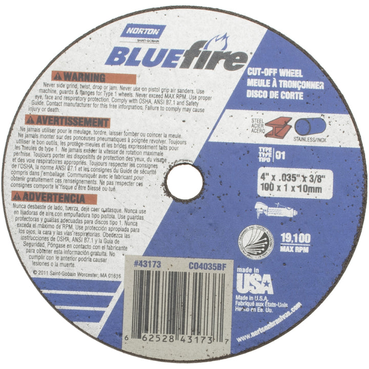 4" Zirconia Alumina Grinding & Cutoff Wheel - Norton 66252843173