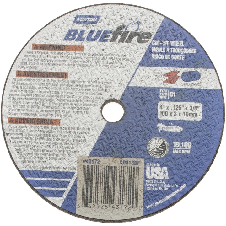 4 x 1/8" Zirconia Alumina Grinding & Cutoff Wheel - Norton 66252843172