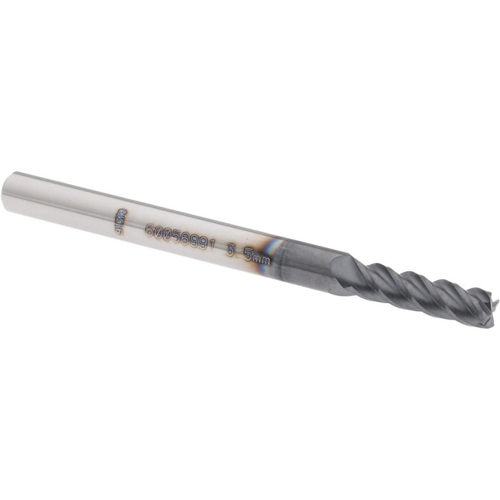 0.1380" 4-Flute Solid Carbide Square End Mill, AlTiN - Accupro 12182396