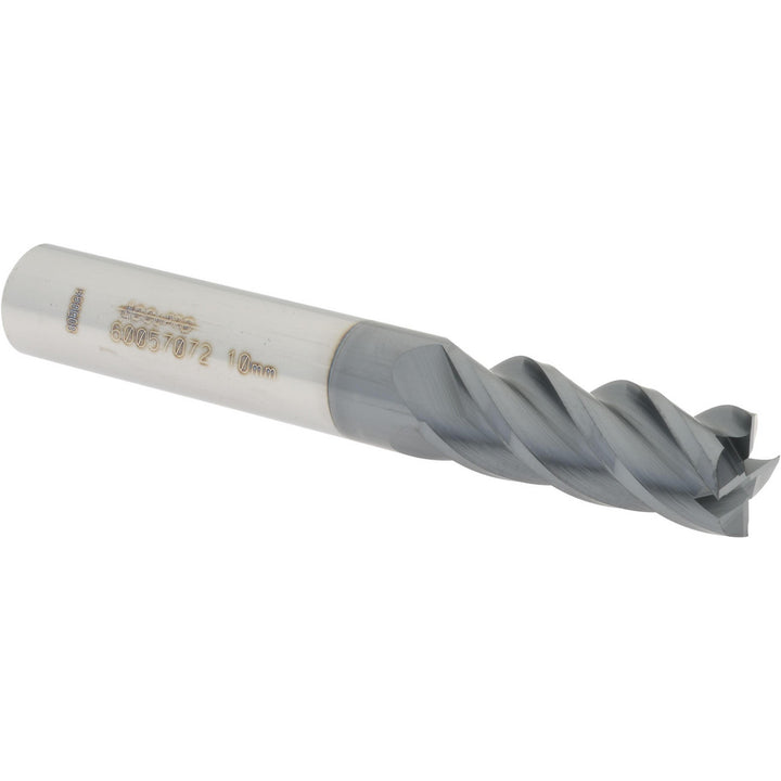 0.3937" 4-Flute Solid Carbide Square End Mill, AlTiN - Accupro 12182560