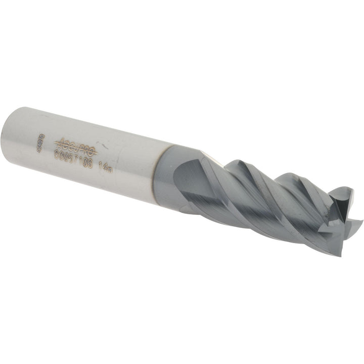 0.5512" 4-Flute Solid Carbide Square End Mill, AlTiN - Accupro 12182615