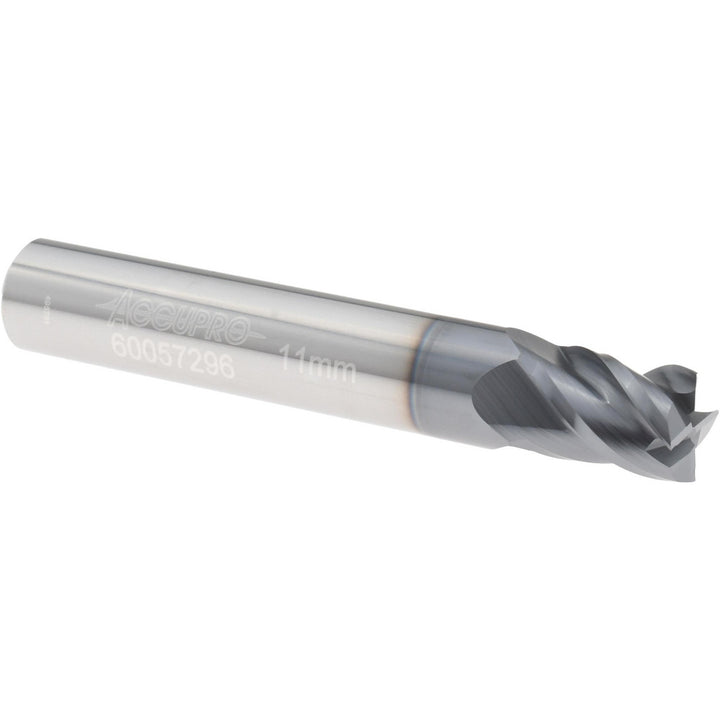 0.4331" 4-Flute Solid Carbide Square End Mill, AlTiN - Accupro 12182914