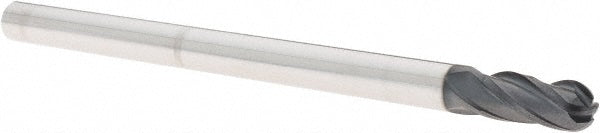 1/4" 4-Flute Solid Carbide Ball End Mill, TiAlN - Iscar 5621051
