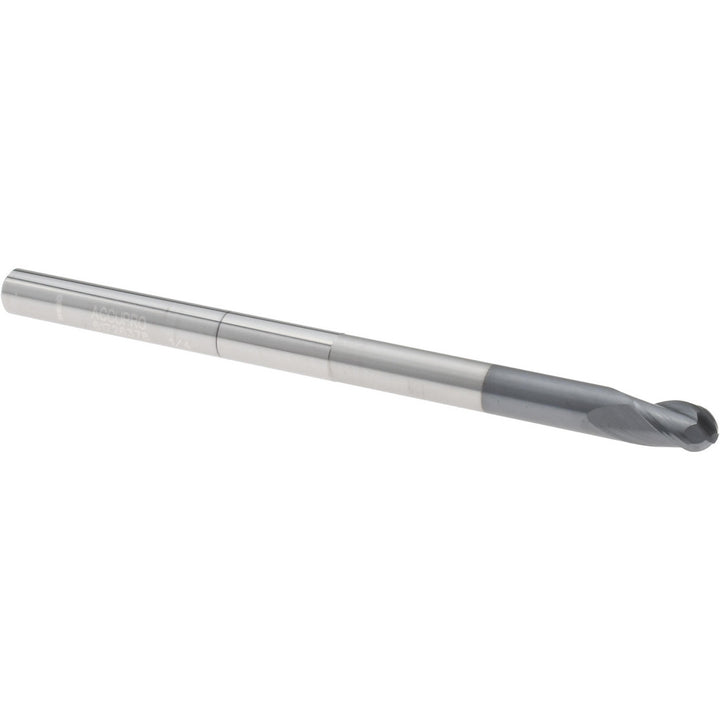 1/4" 3-Flute Solid Carbide Ball End Mill, AlTiN - Accupro 14881862