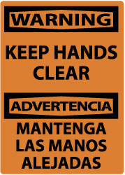 KEEP HANDS CLEAR MANTENGA LAS MANOS ALEJADAS Sign - AccuformNMC ESW501RB