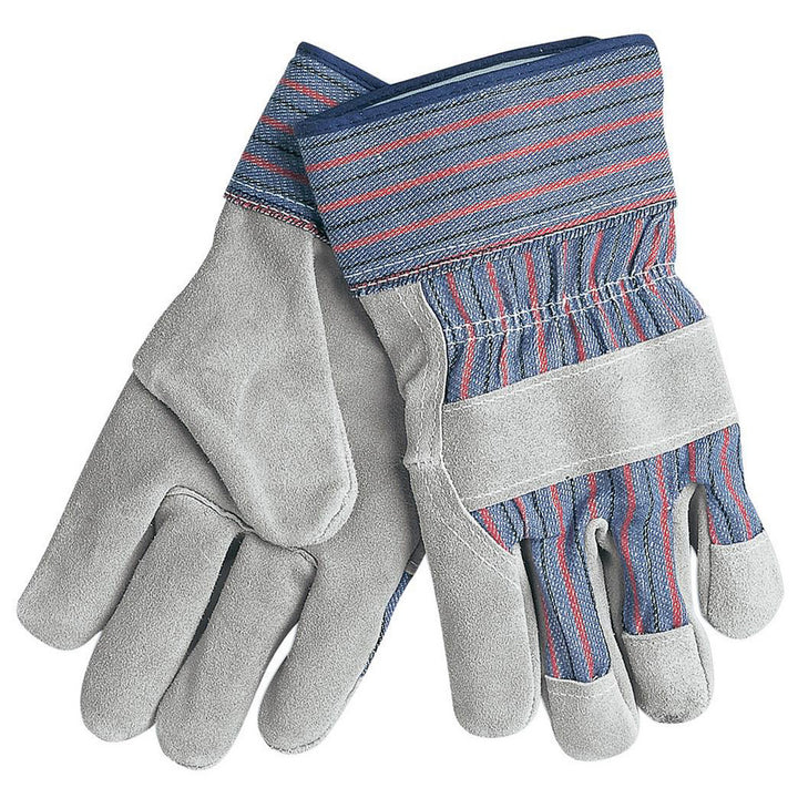 Large Gray; Brown Cowhide Leather General Purpose Gloves - MCR Safety 1300