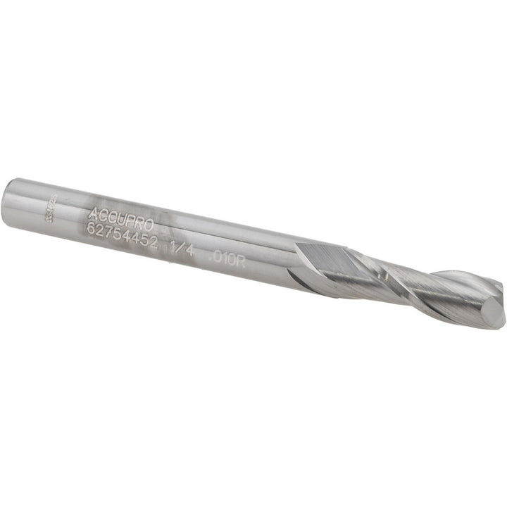 1/4" 2-Flute Solid Carbide Corner Radius End Mill - Accupro 14799520