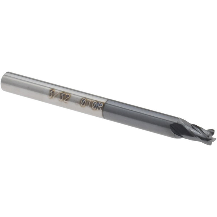 0.0938" 4-Flute Solid Carbide Corner Radius End Mill, AlTiN - Accupro 14796325