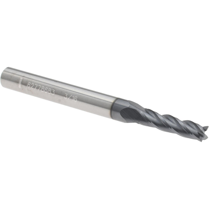 9/64" 4-Flute Solid Carbide Square End Mill, AlTiN - Accupro 12467642