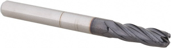 3/16in" 4-Flute Solid Carbide Corner Radius End Mill, AlTiN - Accupro 14797586