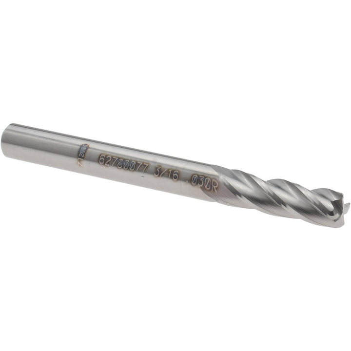 3/16" 4-Flute Solid Carbide Corner Radius End Mill - Accupro 12467976