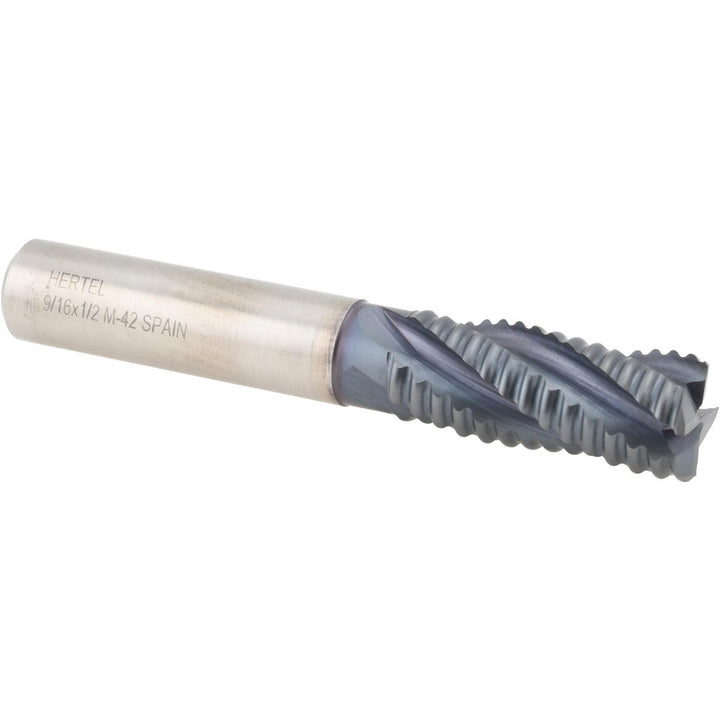 0.5625" 4-Flute Cobalt Roughing End Mill, TiCN - Hertel 62850789