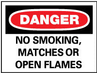 NO SMOKING MATCHES OR OPEN FLAMES Sign - AccuformNMC D217PB