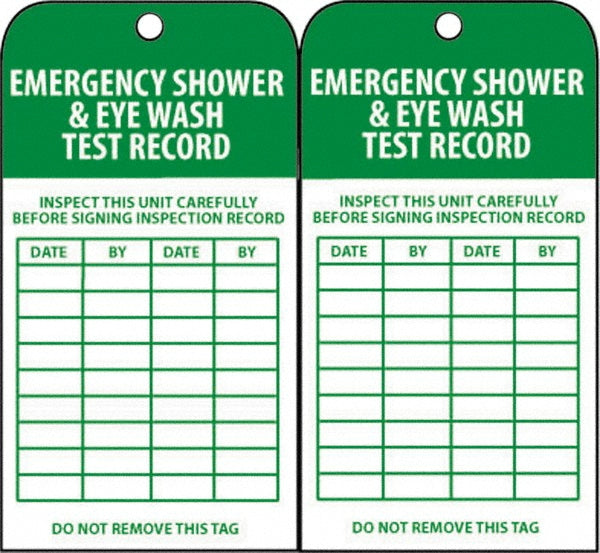 EMERGENCY SHOWER & EYE WASH TEST RECORDSPECT THIS UNIT CAREF Tag - AccuformNMC RPT37