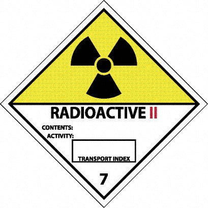 Radioactive II Contents: Activity: Transport Index Label - AccuformNMC DL26AP