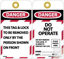 DO NOT OPERATE DO NOT REMOVE THIS LOCK, IT IS HERE TO PROTEC Tag - AccuformNMC JMTAG2
