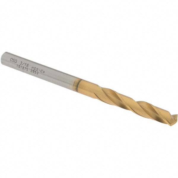3/16" Cobalt High Speed Steel Screw Machine Drill Bit, Coated, 130° point - OSG 10187505